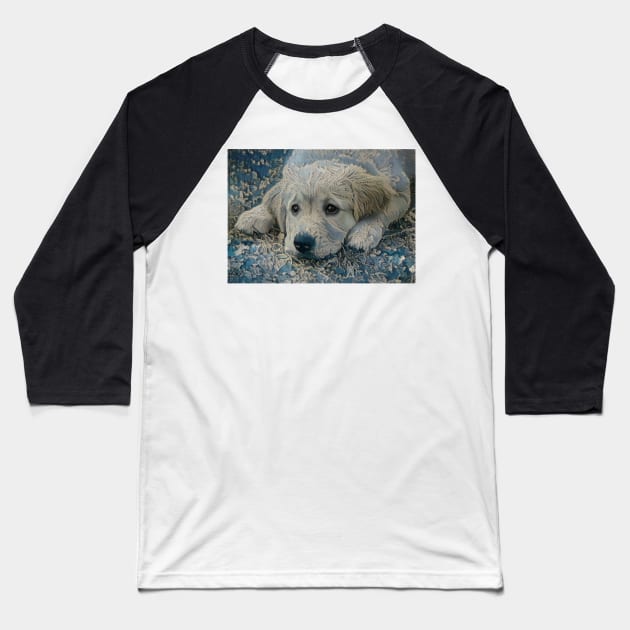 Finnegan Golden Pup Baseball T-Shirt by On Dragon Wings Studio